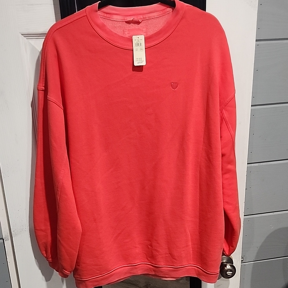 Coral Crewneck Sweatshirt aerie size s